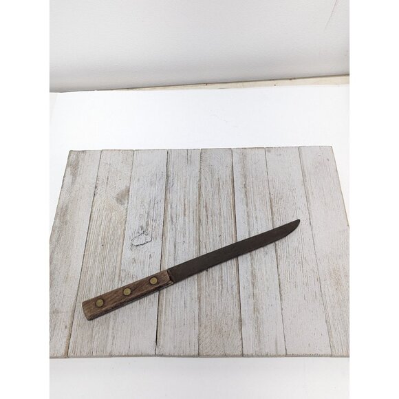Vintage Carbon Steel Slicing Carving Knife 7-1/2" Blade - 12" Length Serrated - Picture 1 of 13